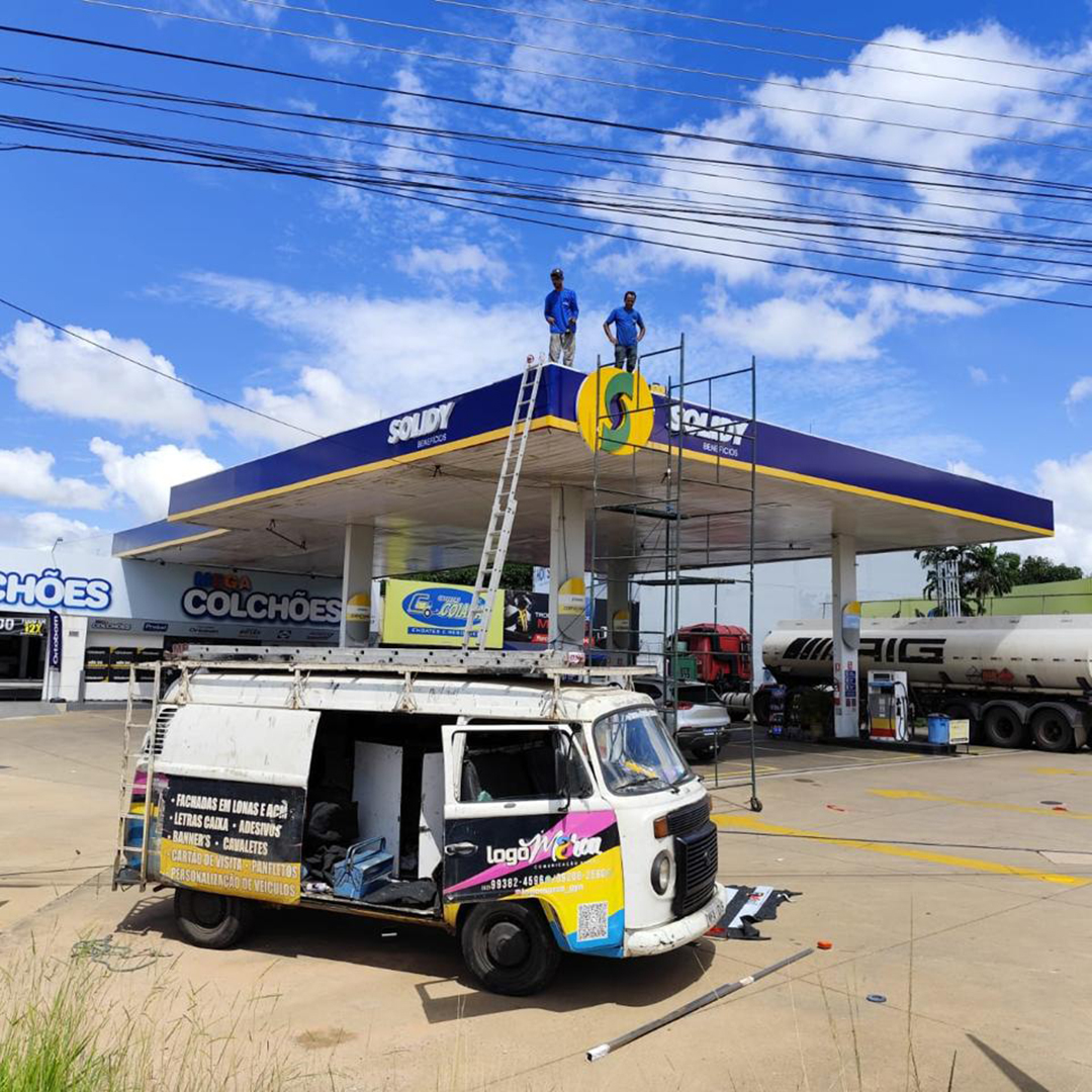 Fachada Posto Soliru - Logomarca Comunicação Visual